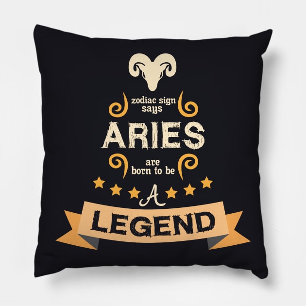 aries, born legend Pillow by ThyShirtProject - Affiliate