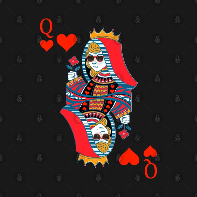 Queen of Hearts Poker Card by Happy Art Designs