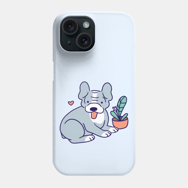 Blue French Bulldog Phone Case by Wlaurence