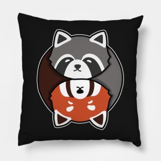 Ying Yang Raccoon And Red Panda Pillow