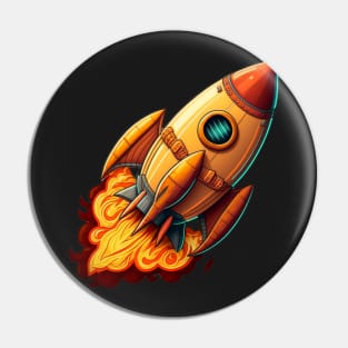 Space Rocket cartoon style Pin