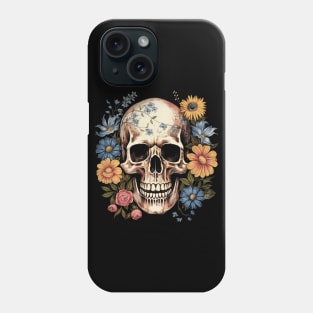 Skull with flowers Phone Case