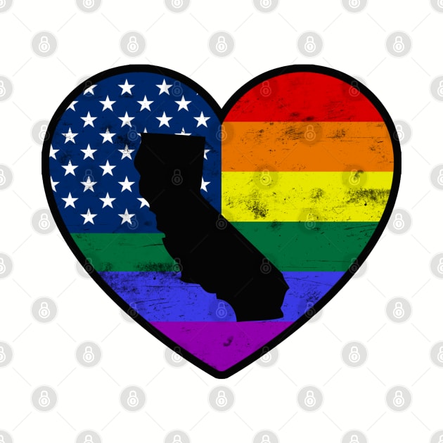 California United States Gay Pride Flag Heart by TextTees