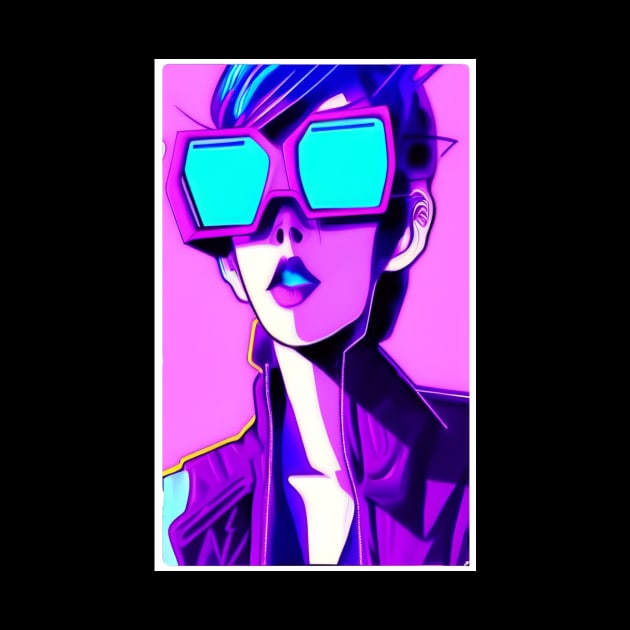 Synthwave - Sunglasses Girl - 001 by BottomsUpTee