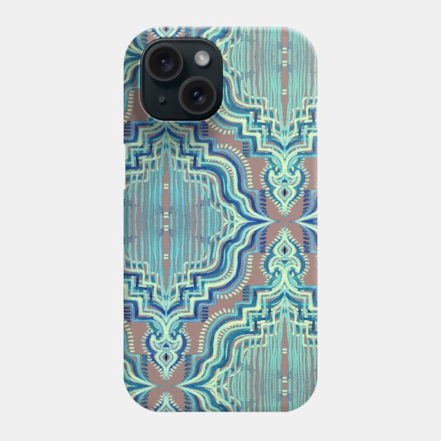 Marker Moroccan in Aqua, Cobalt Blue, Taupe & Teal Phone Case by micklyn