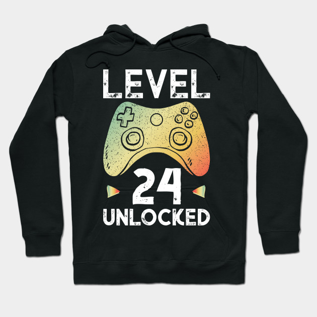 24th Birthday Boy Gamer Shirt Level 24 Unlocked Gift Tee Birthday Boy Hoodie Teepublic