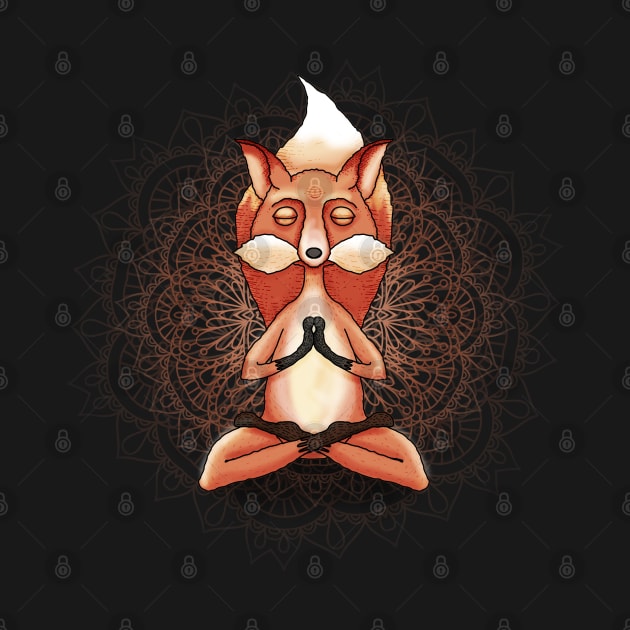 Zen Fox Meditating in Mandala by Jitterfly