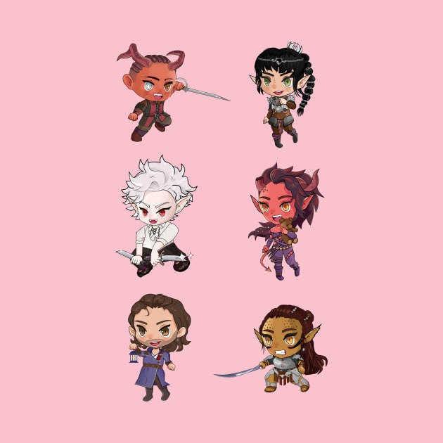 Baldur's Gate Companions as Chibis by nuwandafoer