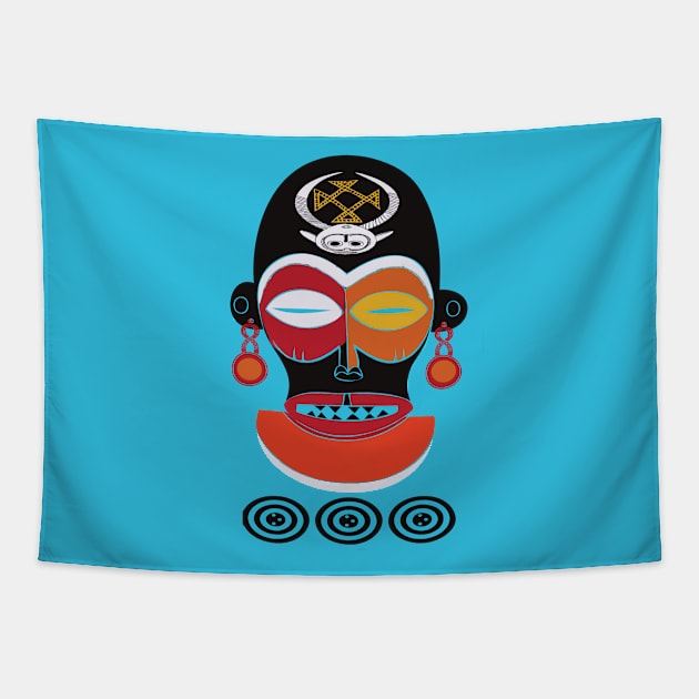 African tribal  mask Tapestry by omitay