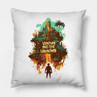 Venture Into the Unknown - Ancient Temple - Indy Pillow