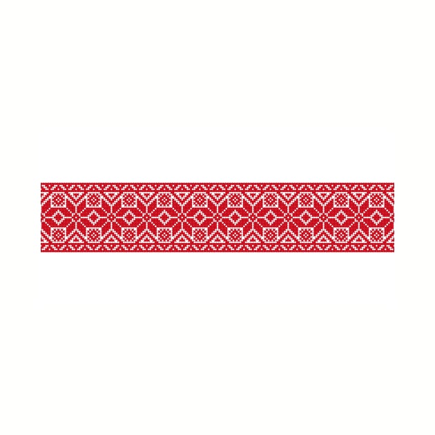 White-red-white flag with national Belarus ornament by kavalenkava