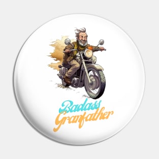 Badass Grandfather on a motorbike Pin