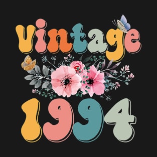 Vintage 1994 Floral Retro Groovy 29th Birthday T-Shirt