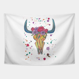 Colorful Cow Skull Tapestry