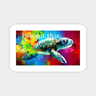 Confidence mantra with turtle in colorful design Magnet