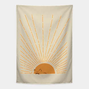 Abstract Sunrise Persian Cat Tapestry