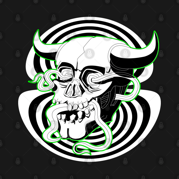 Surreal Demon Skull Neon Green Glow by mareescatharsis