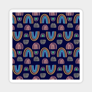 Pastel Neon Rainbows on an Elegant Deep Navy Blue Background Magnet