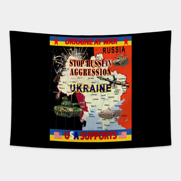 Ukraine - Ukraine at War - USA Supports - Map - TALL X 300 Tapestry by twix123844