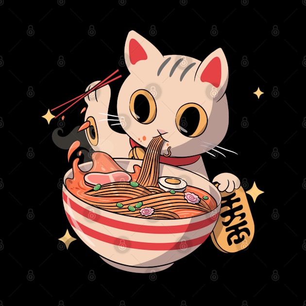 Japanese Kawaii Neko Cat Kitten Ramen Noodle Anime by Sassee Designs