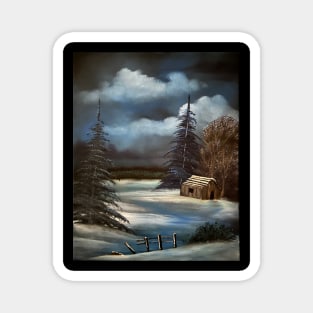 Snowbound Cabin Magnet