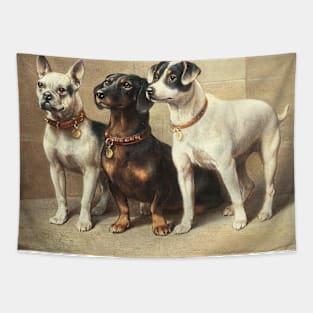 Three Watchful Dogs by Carl Reichert Tapestry