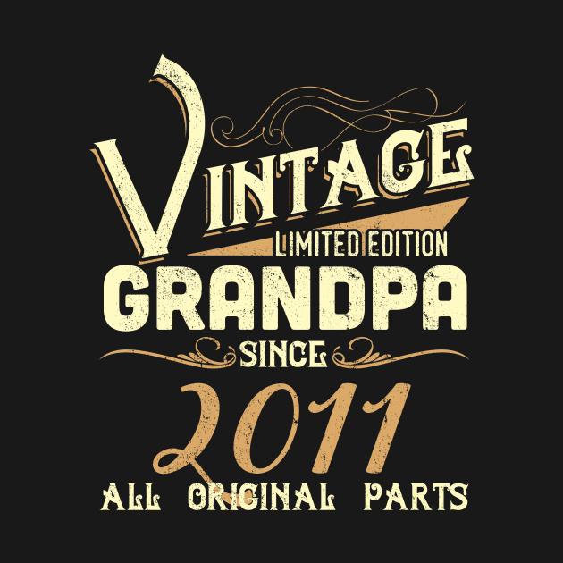 Vintage Grandpa Since 2011 Funny Man Myth Legend Daddy by johnbbmerch