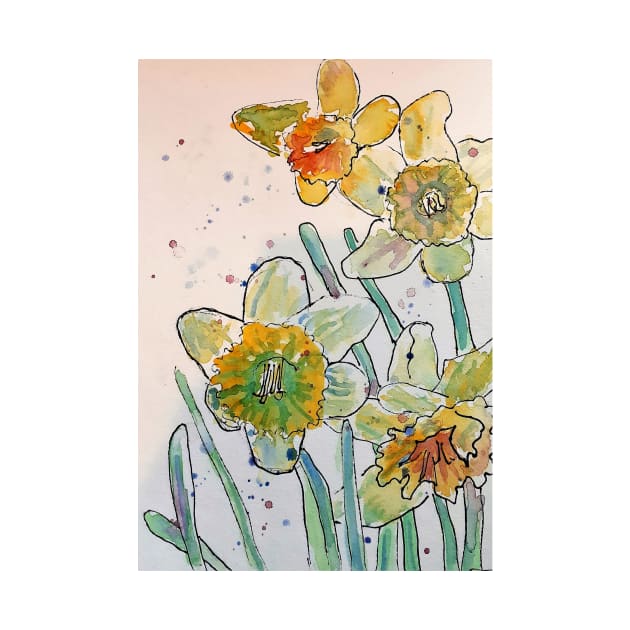 Yellow Daffodil Watercolor by SarahRajkotwala