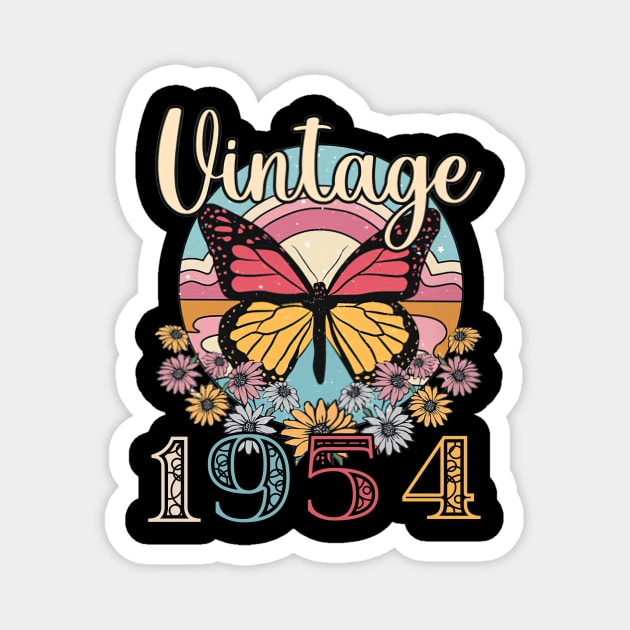 Floral Butterfly Retro Vintage 1954 69th Birthday Magnet by louismcfarland