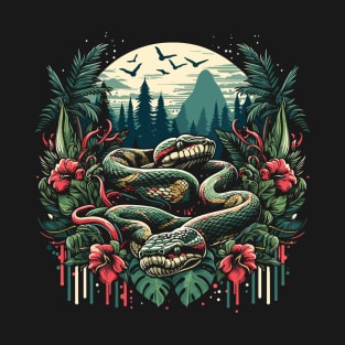 big snake on forest illustration T-Shirt