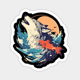 wolf and koi Magnet