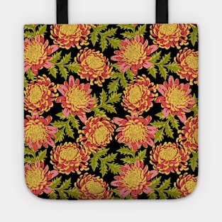 Red Chrysanthemum Floral Pattern Tote