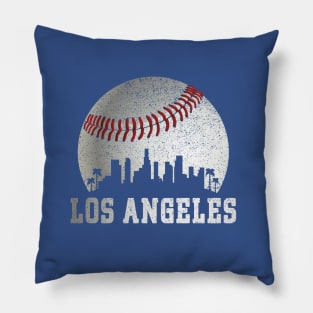 Los Angeles LA City Skyline Baseball Vintage Dodger Gameday Pillow