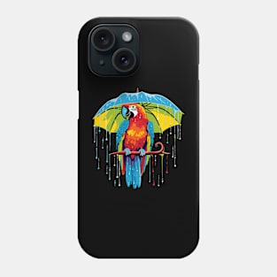 Macaw Rainy Day With Umbrella Phone Case