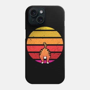 Funny retro cat and sunset Phone Case