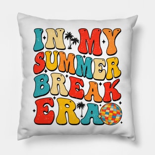 In My Summer Break Era Retro Groovy Teacher Student Summer Pillow