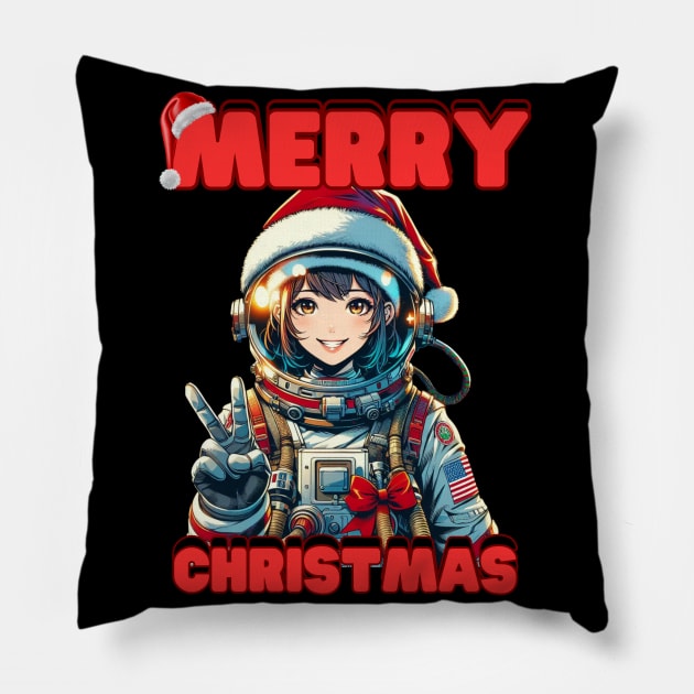 Kawaii, Anime Girl, Merry Christmas Design, Merry Christmas | Catsie Cat Pillow by Catsie Cat