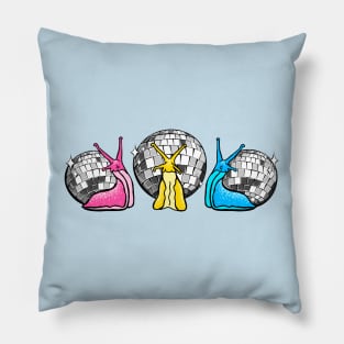 Rainbow Disco Snails Pillow