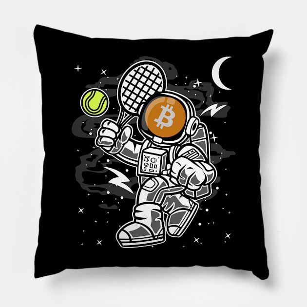 Astronaut Tennis Bitcoin BTC Coin To The Moon Crypto Token Cryptocurrency Blockchain Wallet Birthday Gift For Men Women Kids Pillow by Thingking About