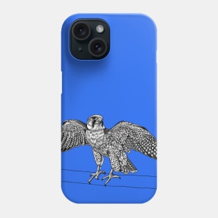 Lanner falcon bird of prey ink illustration Phone Case