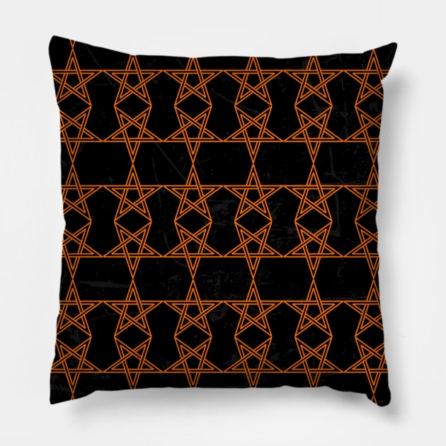 Orange Pentagram and five poinst star Pillow by Drumsartco