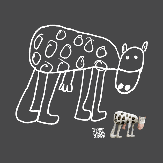 Kid-Drawn Cow / White Outline by Things I Have Drawn