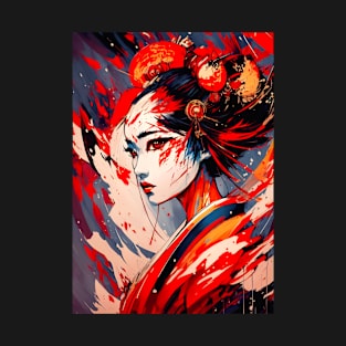 Japanese Geisha Paint Splatter T-Shirt