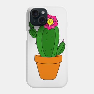Cute Cactus Design #169: Cactus With Cute Pink Flower In Terra-cotta Pot Phone Case