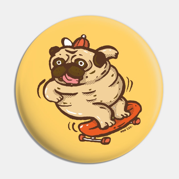 Fat pug playing surf skate Pin by nokhookdesign