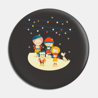 Christmas carol singers Pin