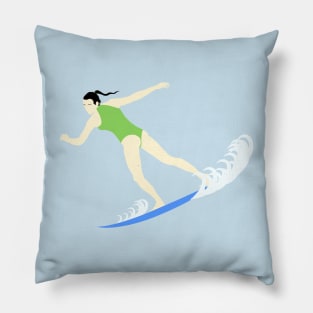 Surfing Brunette Pillow