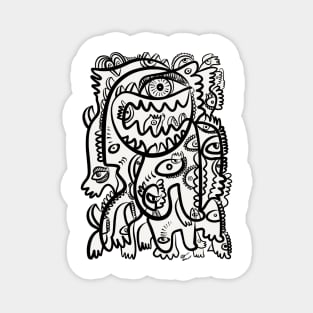 Black and White Graffiti Creatures Magnet