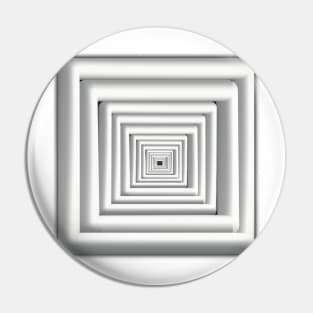 Concentric Square Tunnel, Monochrome, Black and White Pin