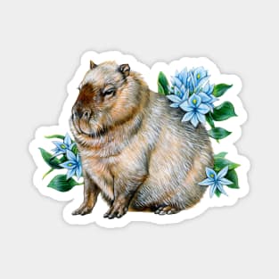 Capybara with Water Hyacinth Magnet